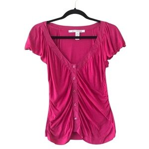 Diane von Furstenberg Classic and Bold Button Down Deep V